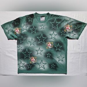 One of One Sugar & Honey Frankenstein. Green Star Pattern 100% Cotton T-Shirt!
